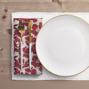NWT Porter Anna- Crimson & Cream  Cotton Napkin 4-set, Poppy